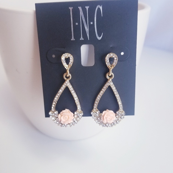 INC International Concepts Jewelry - INC drop earnings with rose & crystals